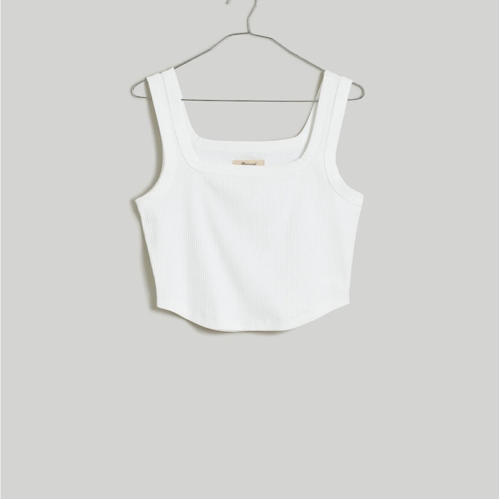 Madewell The Tailored Crop Tank in Sleekhold in Eyelet White XS